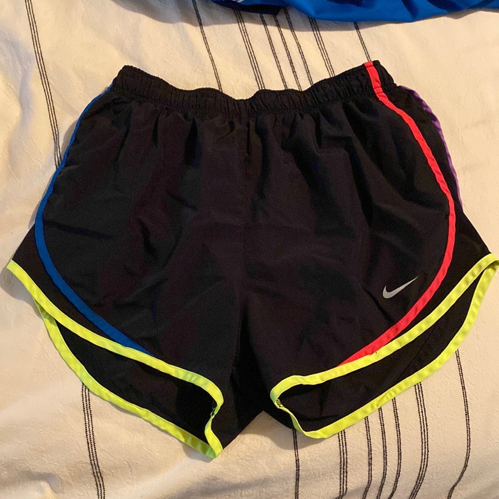 Black and multi-neon color Nike shorts